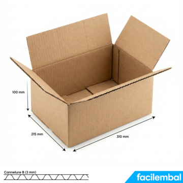 Carton Simple Cannelure 310x215x100 mm