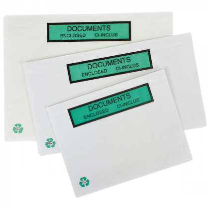 Pochette adhésive porte document 100 % papier "DOCUMENT CI-INCLUS" 