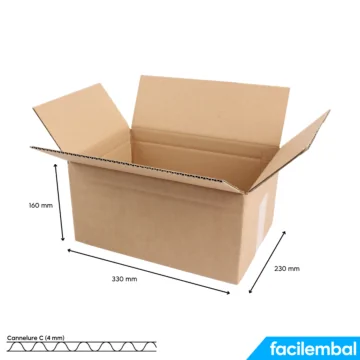 Carton Simple Cannelure 330x230x160 mm 1 refoulage