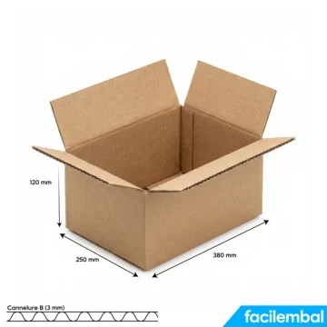 Carton Simple Cannelure 380x250x120 mm